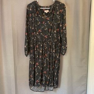 Loft gray floral tee shirt dress. New without tags